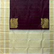 Maroon Red With Beige Big Fancy Butta Pure Zari Traditional Silks Saree