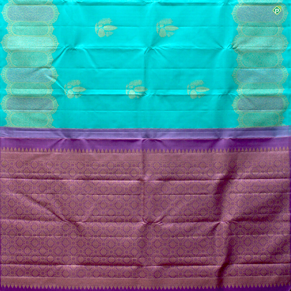 Sky Blue With Lavender Pink Colour Big Leaf With flower Fancy Motifs Trendy Silks Saree