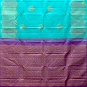 Sky Blue With Lavender Pink Colour Big Leaf With flower Fancy Motifs Trendy Silks Saree