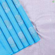 Sky Blue With Ink Blue Silk Thread Stripes Borderless Trendy Designer Silk Saree