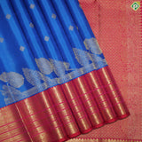 Royal Blue Silver Gold Zari Contrast Pink Multi Line Border Trendy Designer Silk Saree