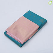 Rust color gold zari stripes and flower creeper butta sea blue gold zari peacock butta border art silk saree