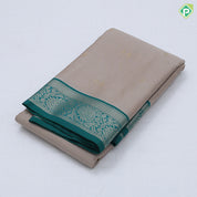 Tomato red gold zari lines and star butta design sky blue neem zari rangoli border art silk saree