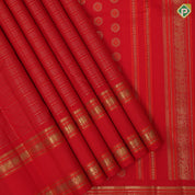 Chilly red gold zari velthaari vairaoosi lines design self gold zari orange padded butta retta pattai vintage silk saree