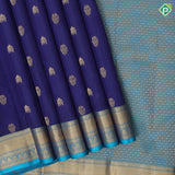 Royal Blue Gold Zari Flower Butta Design Rexsona Green Ruthracham Flower Border Design Pure Mix Silk Saree