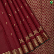 Beetroot gold zari vairaoosi fancy mango double parrot butta self gold zari green edge border traditional silk saree