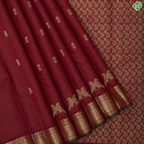 Beetroot gold zari vairaoosi fancy mango double parrot butta self gold zari green edge border traditional silk saree