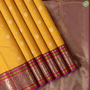Mustard Colour With Gold Zari Silk Thread Retro Style Border Traditional Silk Saree