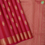 Rani Pink Gold Zari Vairaoosi Gandaberunda Design Self Colour Mayilkan Ruthracham Border Design Traditional Silk Saree