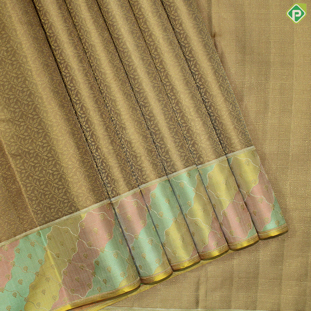 Sandal Wood Color Gold Zari With Multi Color Gross Border Trendy Silk Saree