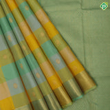 Multi colour Checks gaja Yaali and chakkaram butta self gold zari zig zag border traditional silk saree