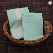 Pista green zari by zari tissue weaved silver zari fancy border 160 kan 8*4 dhoti 3 in 1 silk vesti set