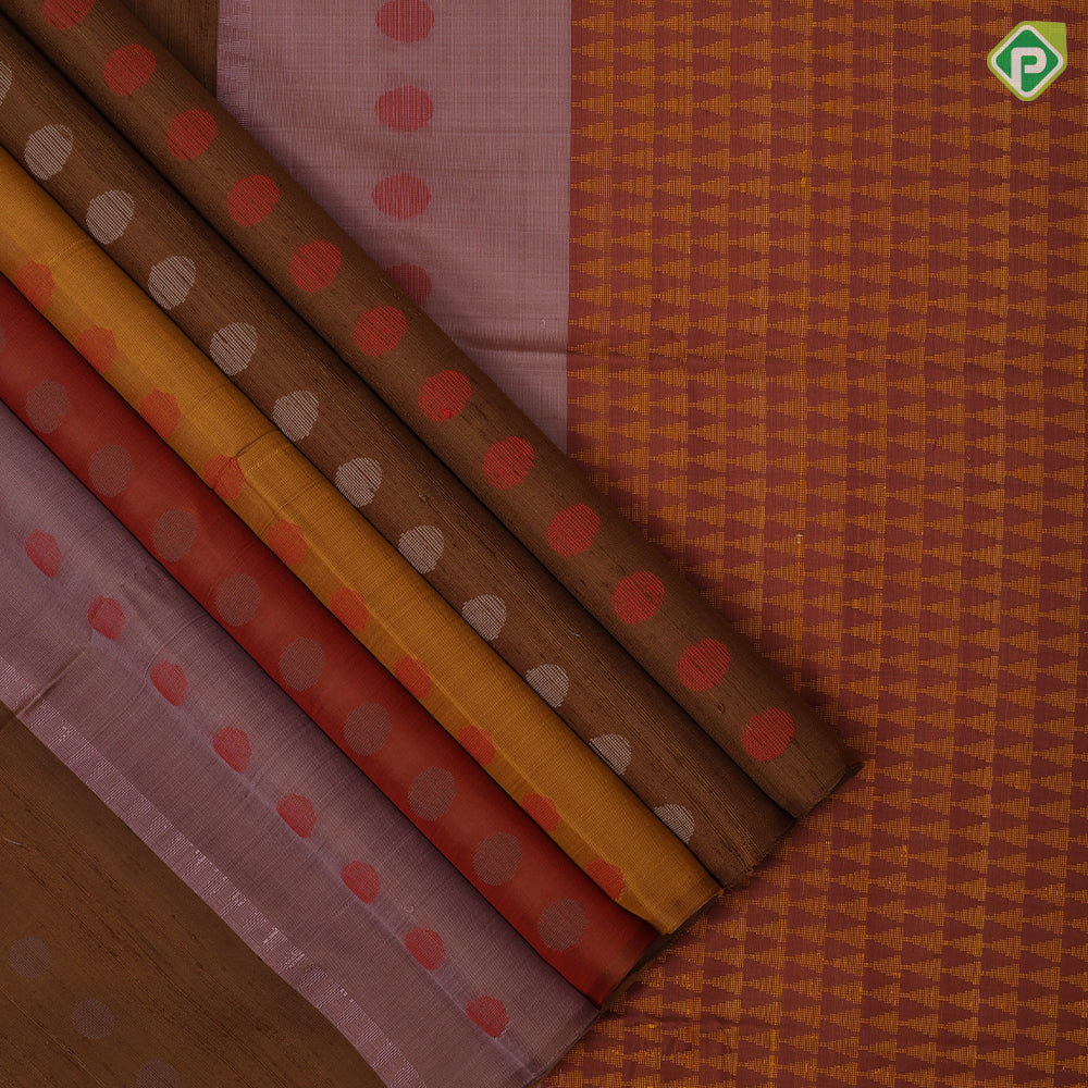 Tri color designed partial lines design borderless color full pallu soft silk saree