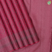 Magenta pink neem zari self thilagam design self color multi lines border self weaved silk saree