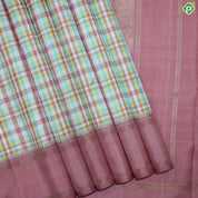 Multi Color Checks With Onion Pink Gold Zari Traditional Silk Saree