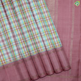 Multi Color Checks With Onion Pink Gold Zari Traditional Silk Saree