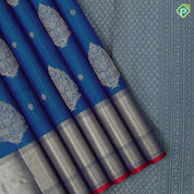 Peacock Blue Gold Zari Yazhi Peacock Design Self Colour Mayilkan Border Design Traditional Silk Saree