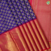 Purple blue gold zari Annam Chakkaram motifs full body rani gold zari High border bridal silk saree