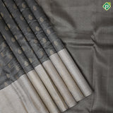 Black Colour Gold Zari Thilagam Butta Tissue Design Cream Colour Mango Border Design Luxury Black Silk Saree