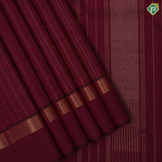 Red Wine Gold Zari Vairaoosi Lines Design Self Colour Maadam Border Design Traditional Silk Saree