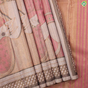 onion pink gold zari Mughal Princess painting weaved design cream mehanthi green border signature edition silk saree