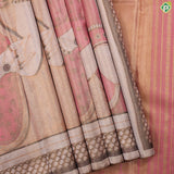 onion pink gold zari Mughal Princess painting weaved design cream mehanthi green border signature edition silk saree