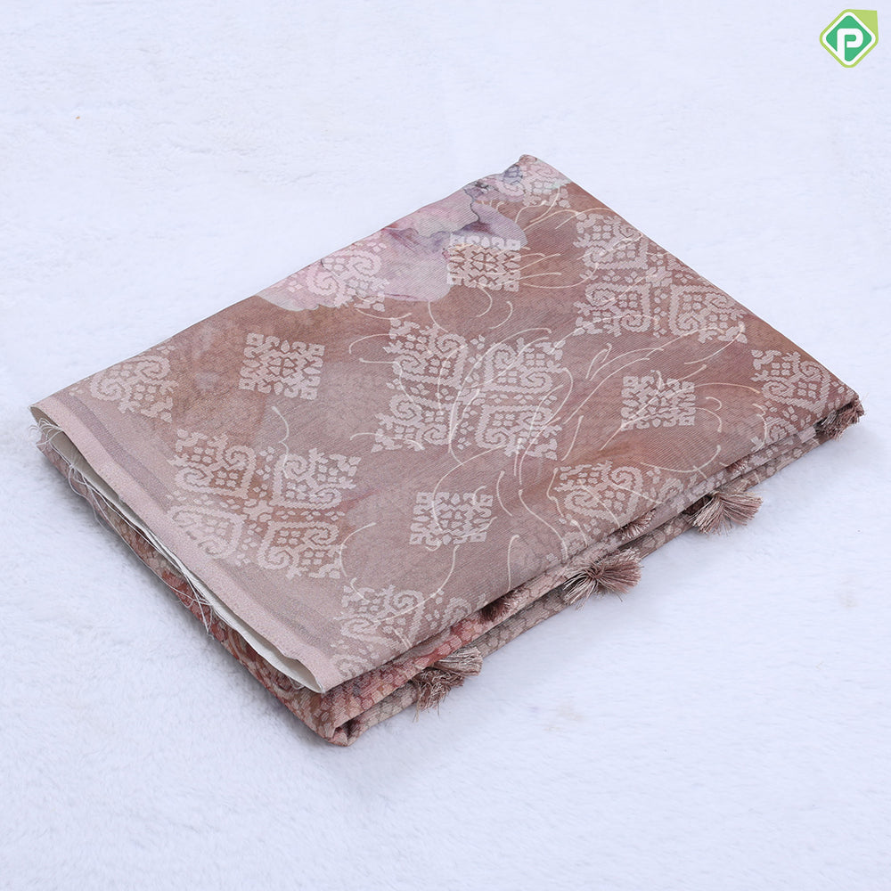 Onion Pink Floral with fancy cut work design edge border fancy cotton saree