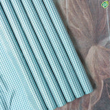Sea Green With Sea Blue micro checks design Borderless pallu scenery design signature Silk Saree