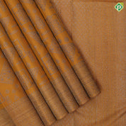 Dark orange neem zari multi shapes design self color multi design lines border self weaved silk saree