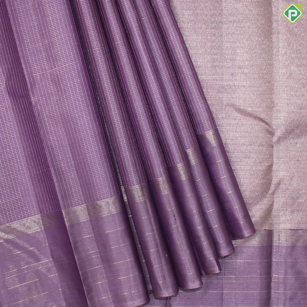 Light Purple Silver Zari With Self Color Border Traditional Silk Saree