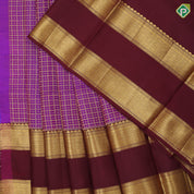 Purple gold zari Checkered design brown gold zari diamond design retta pattai border pattu paavadai lehanka