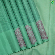 Pista Green Thread Work With Flower Motif Border Trendy Silk Saree