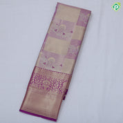 Orange base multi color double sparrow design rani pink gold zari grand border tissue art silk saree