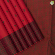 Rani pink thread peacock chakaram design  self colour arrow floral border design  traditional silk saree