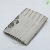 creamy sandal base multi color zari design self border fancy tissue saree