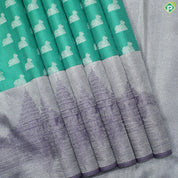 Rexsona Green Nandi Motif Silver Zari With Lavender Border Traditional Silk Saree