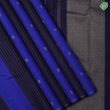 Indigo blue navy blue gold zari butta lines partly design borderless trendy designer silk saree