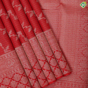 Chilly Red Gold Zari Vairaoosi Floral Design Self Colour Peacock Ruchracham Border Design Traditional Silk Saree