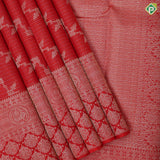 Chilly Red Gold Zari Vairaoosi Floral Design Self Colour Peacock Ruchracham Border Design Traditional Silk Saree