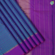 Peacock blue and green silk thread padded zari checks rani pink plain gold zari padded border soft gift silk saree