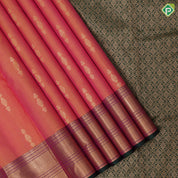 Orangish Yellow Gold Zari Vairaoosi Checks Jumki Design Purple Mayilkan Border Design Traditional Silk Saree