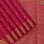 Rani pink gold zari vaira oosi lines ruthratcha design dark pink wave border design traditional silk saree