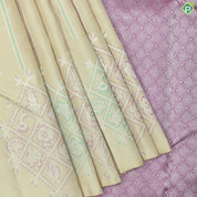 Sandal Wood Silver Zari And Thread Work  With Self Color Fancy Trendy Silk Saree