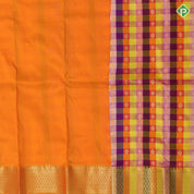 Multi color checks and gold zari round diamond butta self gold zari border pattu paavadai lehanka