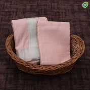 peach pink self designed weaving self silver zari border 140 kuligai 8*4 dhoti 3 in 1 Vesti set