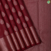 Beetroot maroon vairaoosi thilagam butta self copper zari mayilkan border traditional silk saree