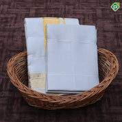 Grey self designed gold zari diamond border 9*5 dhoti 3 in 1 Vesti set