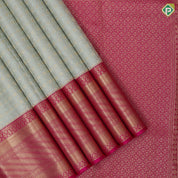 Chalk White Gold Zari Ruthracham Design Dark Pink Flower Ruthracham Border Design Wedding Silk Saree