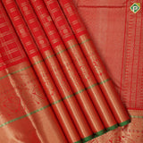 Chilly Red Gold Zari Checked Peacock Chagaram Design Self Peacock Mayilkan Border Design Traditional Silk Saree