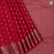 Rani pink gold zari rose peacock butta design self gold zari meena work border traditional silk saree